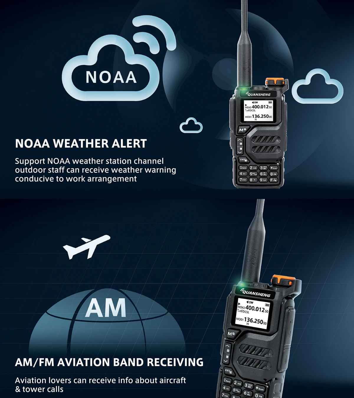 전성UVK5 무전기 50-600MHz 전체 주파수 대역 C형 충전기 AM DTMF 교란기 NOAA UVK6 K58 UV-5R Plus FM 햄 양방향 라디오