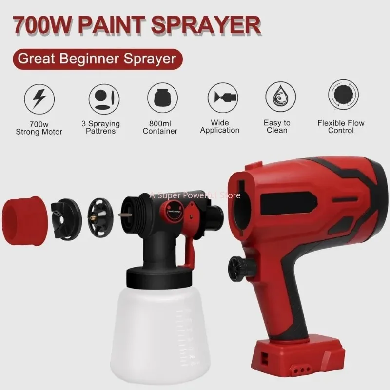 

New Cordless Electric Spray Gun High Power Paint Sprayer Auto Furniture Steel Coating Airbrush Spray For Milwaukee 18V Battery