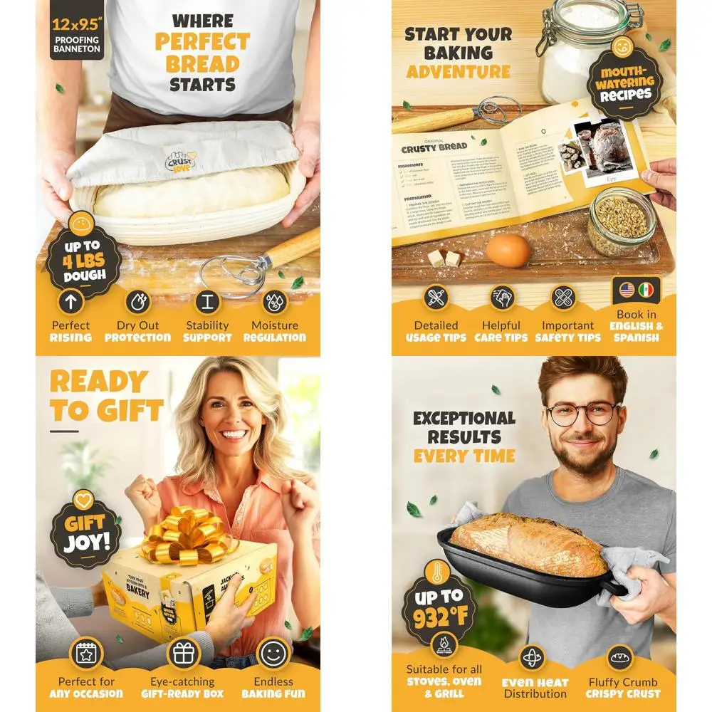 

Cast Iron Bread Pan with Lid - Sourdough Baking Supplies, Proofing Basket, 7.2 QT Bread, Oven-Safe, Dutch Oven Bread Baking, Cas