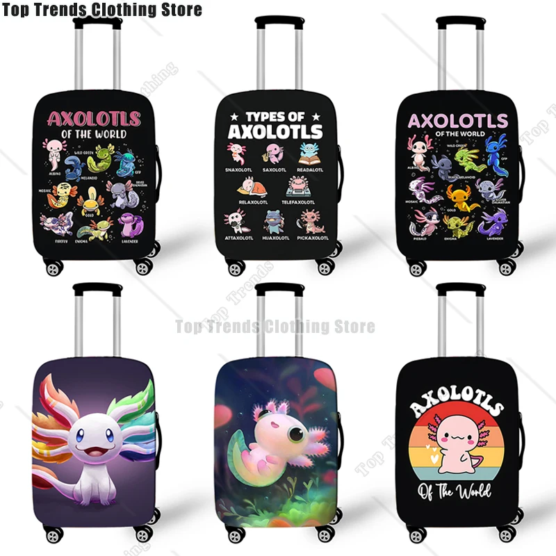 Axolotls of The World Luggage Covers Axolotl Unisex Elastic Suitcase Protective Covers Travel Accessories Trolley Cases Cover