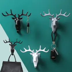 New Vintage Deer Wall Hanging Hook Head Antlers for Hanging Clothes Hat Scarf Key Deer Horns Hanger Rack Wall Decoration