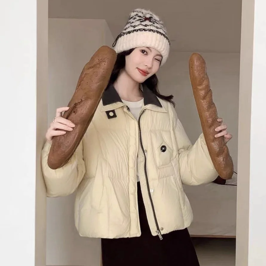 أزياء الشتاء المرأة الجديدة أسفل سترة قصيرة نمط تقسم بطة بيضاء أسفل سترة #4