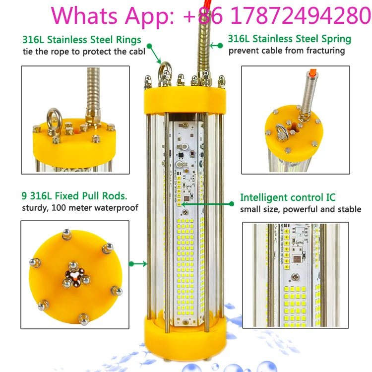 100-400W Dimmable  Green White Submarine Squid Light Deep Sea Light  Seabed Fish Lamp Fishing Lights