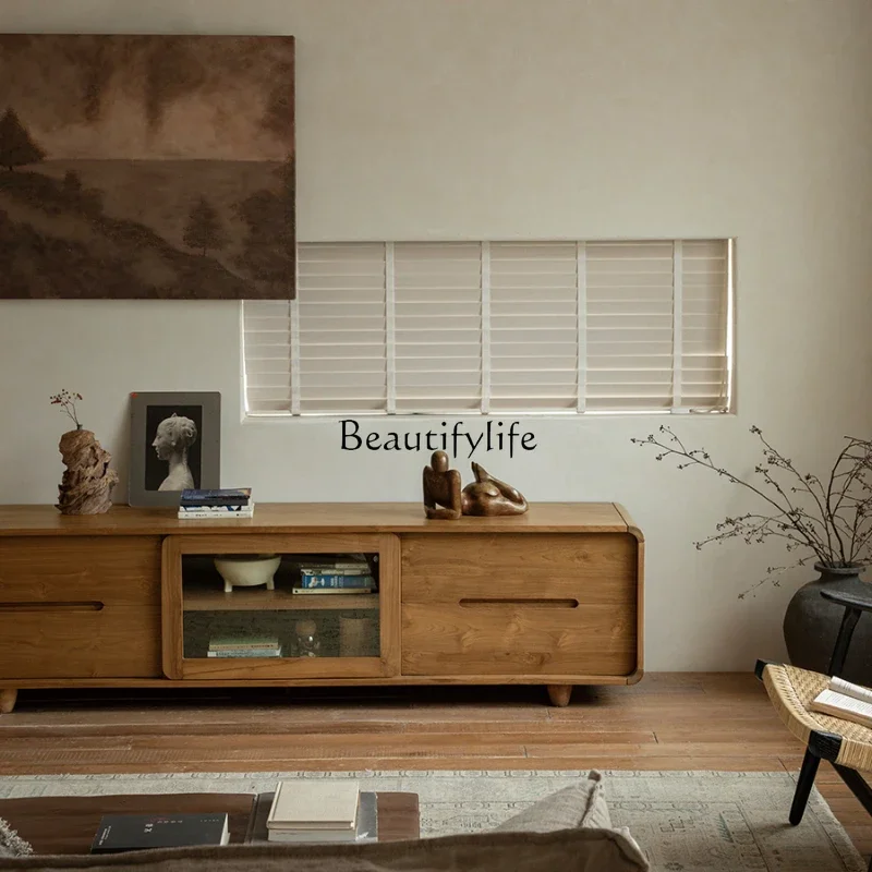 LD33Indonesia Teak Cabinet Mid-Ancient Retro Style Storage Organizer Storage Solid Wood Floor Cabinet