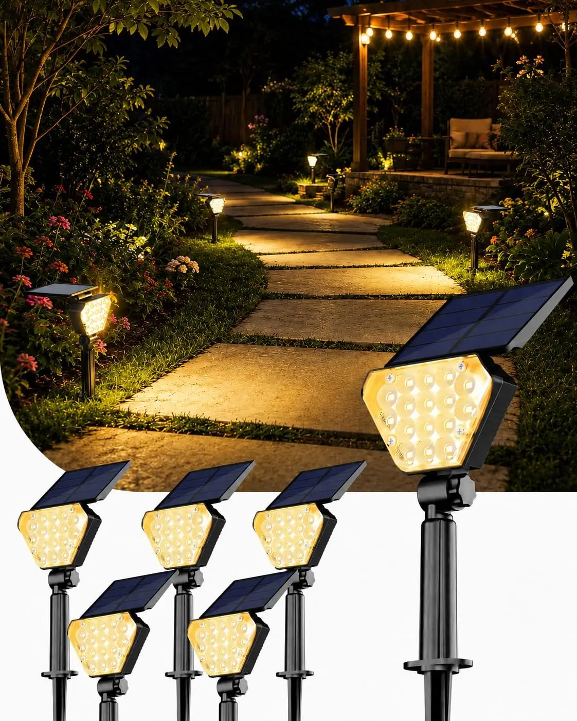 Garden Lights Aluminum 7in Flame Flickering Waterproof All Season Stone Gray