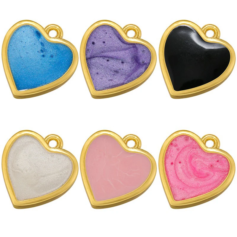 

4 Pcs DIY Jewelry Accessories Love Enamel Charms for Necklace Earrings Making Material Peach Heart Shape Fittings Wholesale