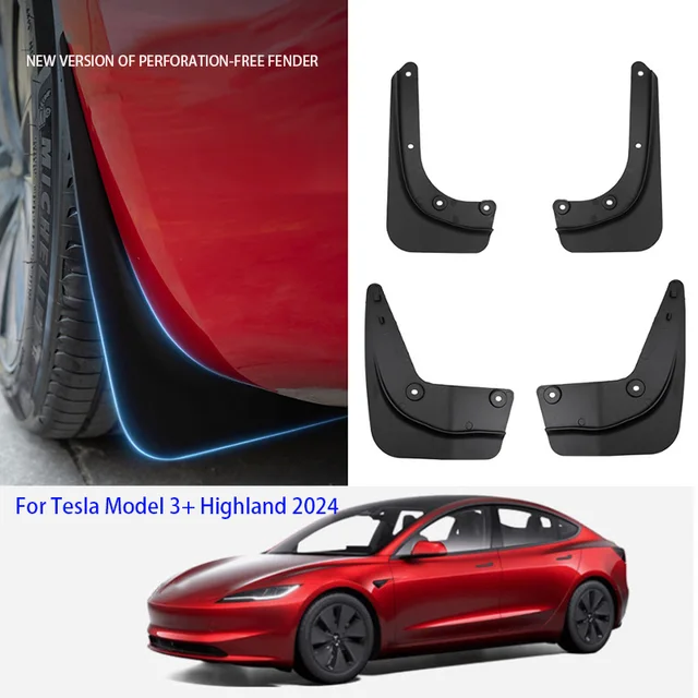 Miękkie chlapacze do Tesla Model 3 Highland 2024 błotniki TPE oryginalny Design błotnik zabezpieczenie przed śniegiem i piaskiem