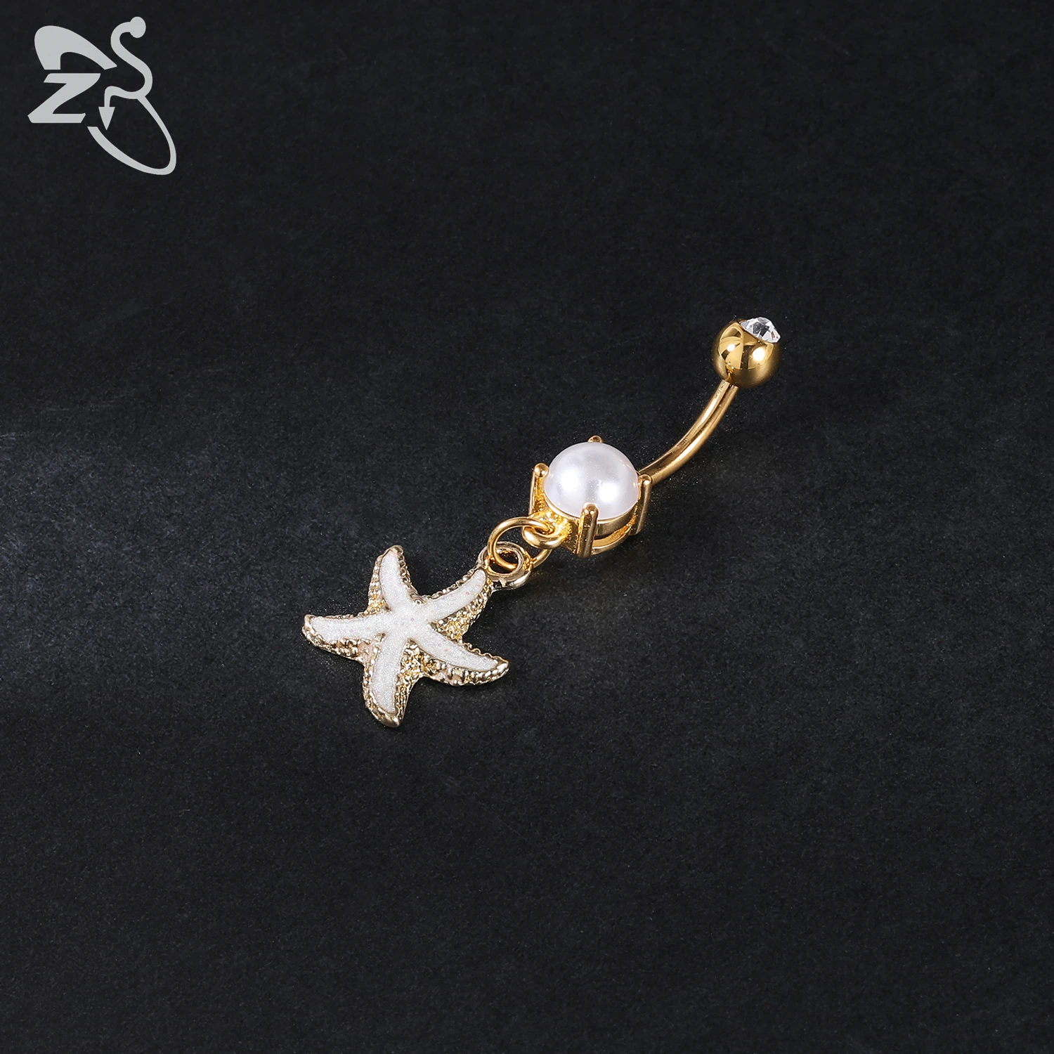 ZS 1 PC Gold Color 14G Stainless Steel Belly Ring Snake Heart Shiny CZ Crystal Navel Belly Button Rings Butterfly Navel Piercing