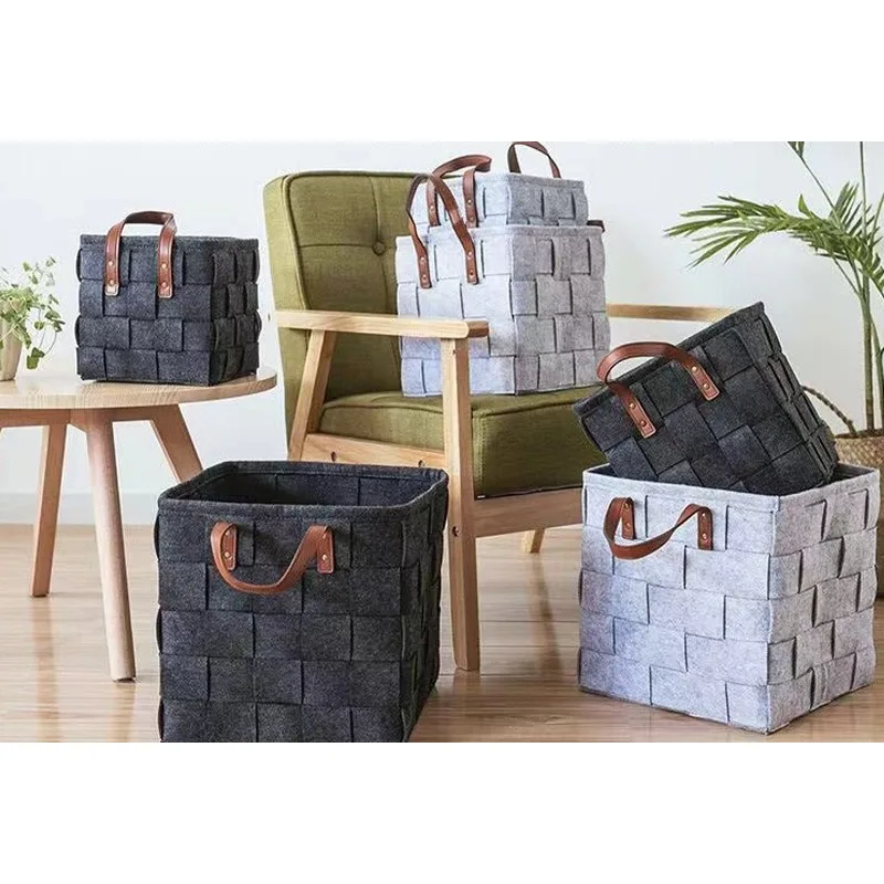 

Felt mesh storage basket, large capacity storage basket, woven basket, foldable dirty clothes basket