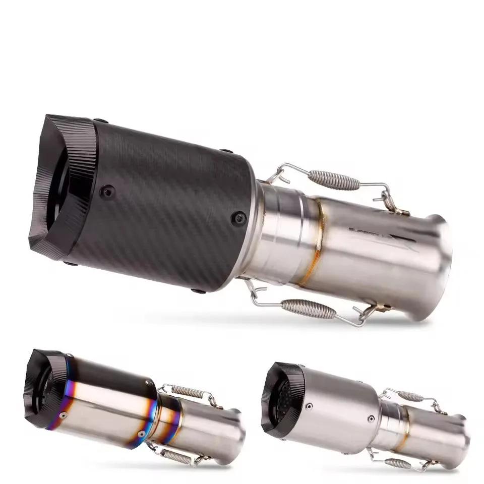 

For KTM Superduke 1290 R 2017-2018 1290 Super Duke R Escape Exhaust Link Pipe Slip-On With Carbon / Blue Titanium Muffler Tips