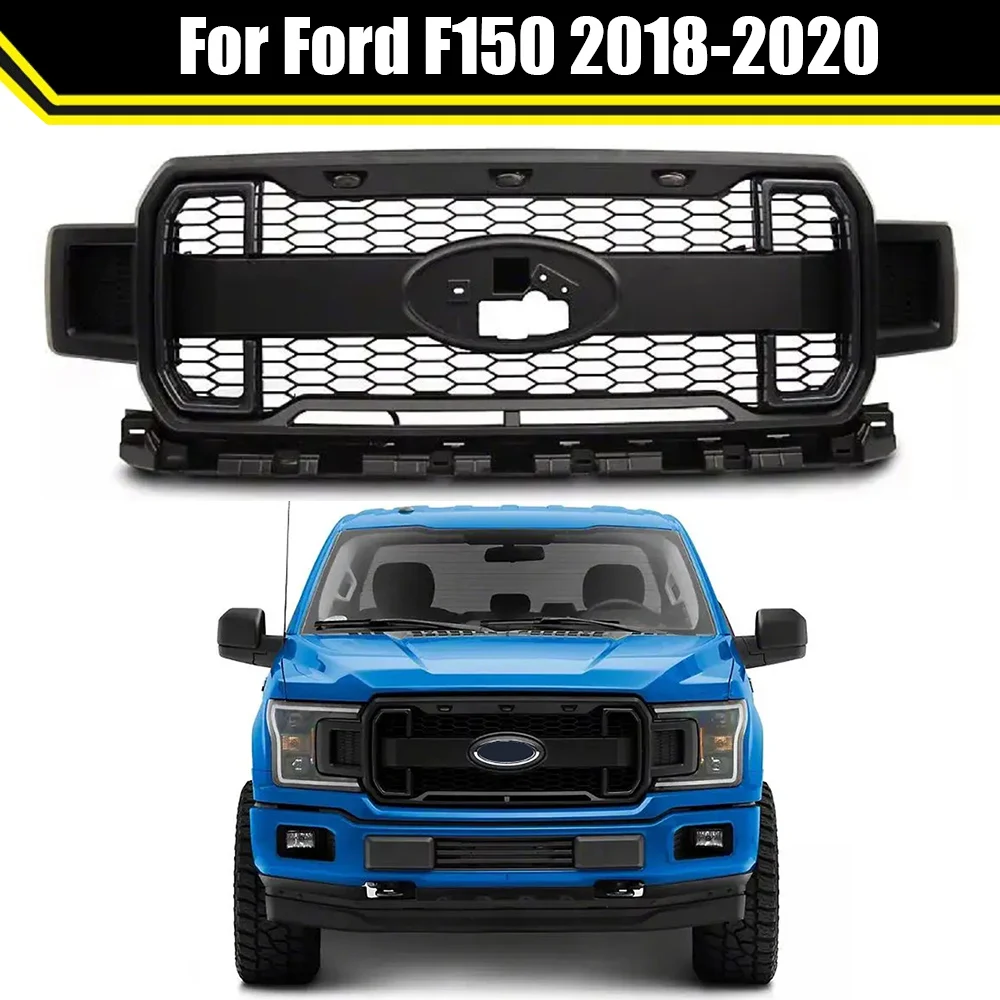

Front Grille Matte Black Painted With LED Lighting For Ford F150 2018-2020 Grill Cover Racing Grills Car Inlet Guard Grid
