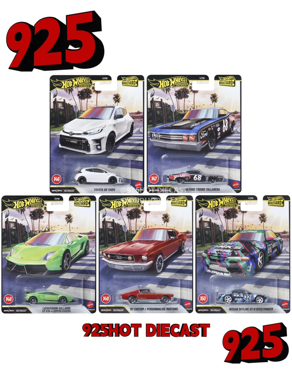 Hot Wheels Premium Boulevard 30 GJT68 Nissan Skyline GTR Toyota GR Yaris