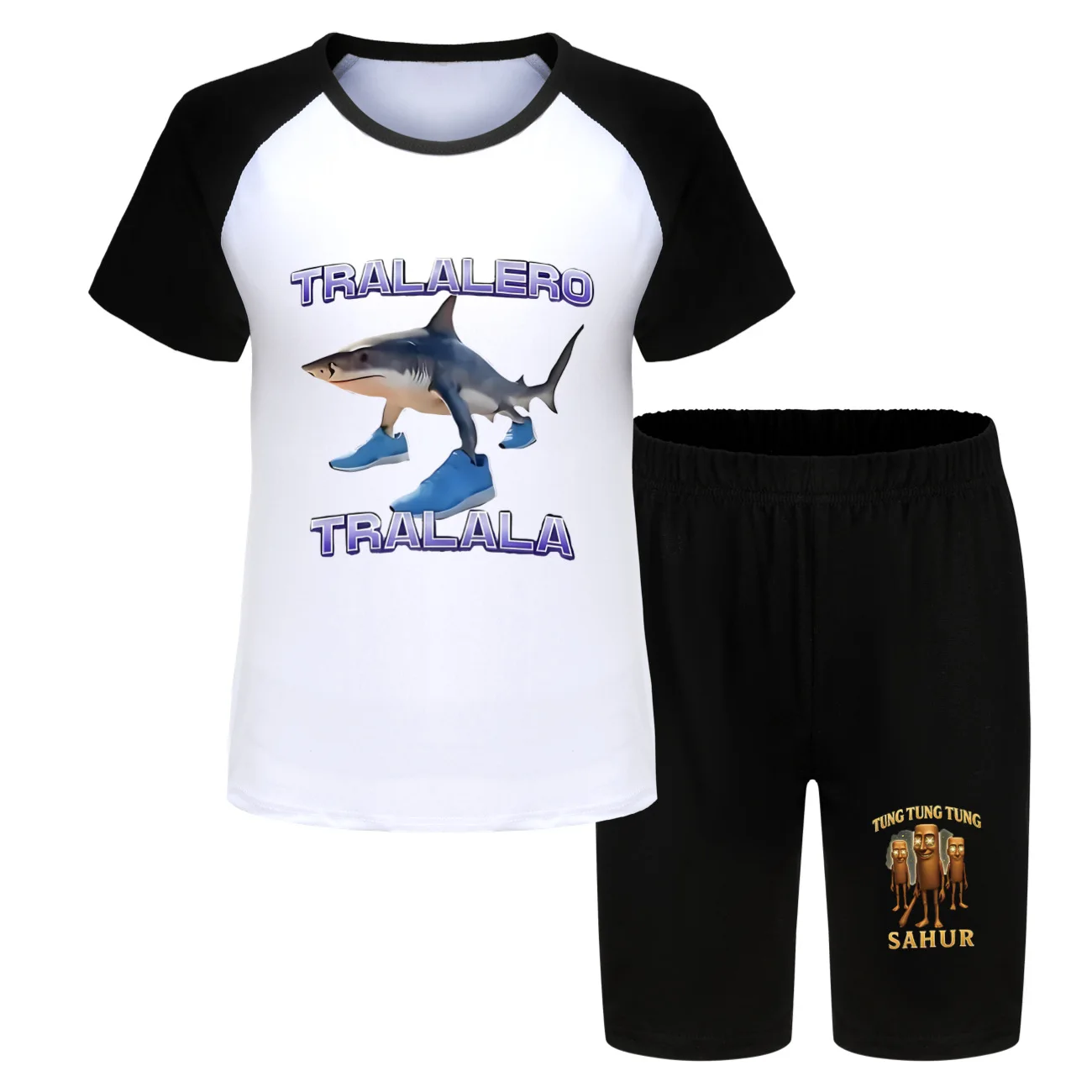 

Tung Tung Tung Sahur пижамы детские Camisetas футболка с короткими рукавами для маленьких девочек шорты комплект из 2 предметов летние пижамные комплекты для мальчиков