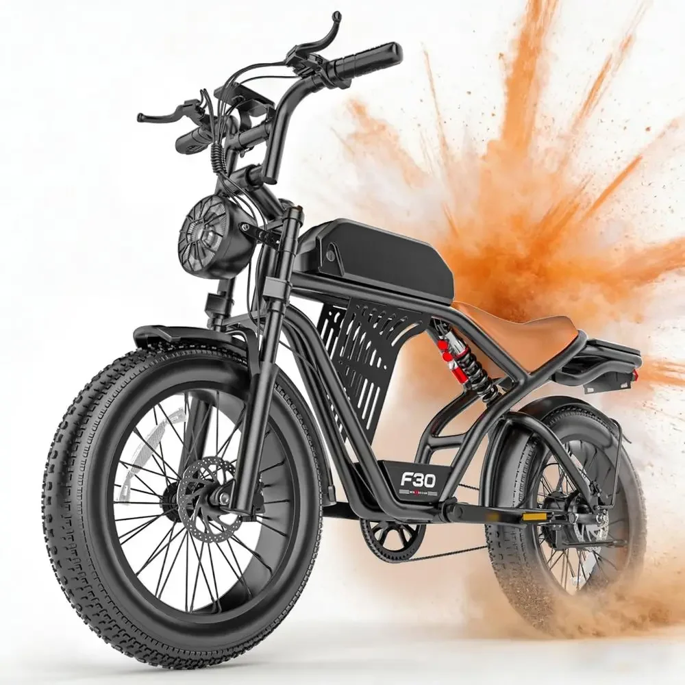 

High-Power 2500W Electric Dirt Bike, 32MPH Speed, 100-Mile PAS Range, 48V 20AH Battery, Dual Suspension, 20x4.0 Tires