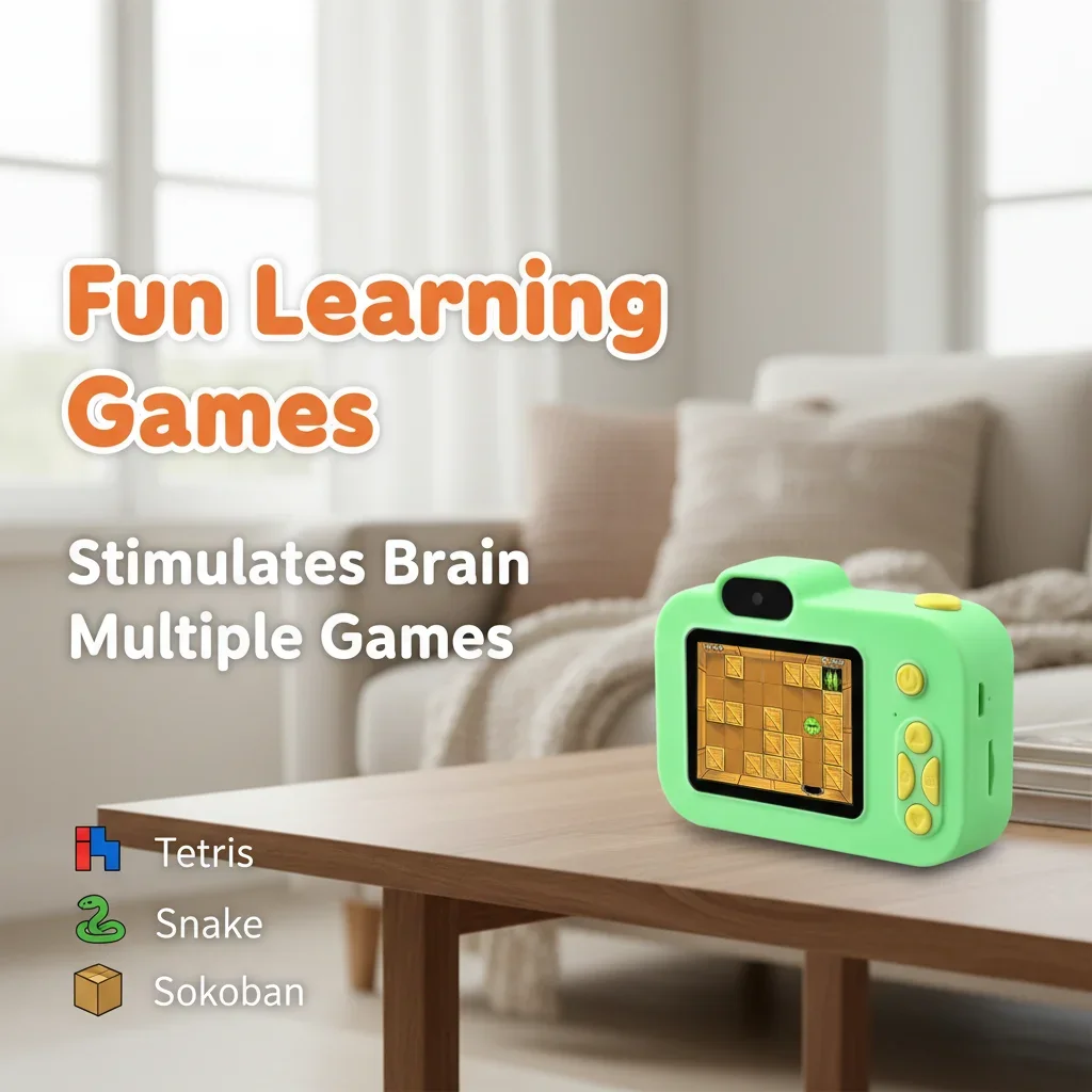 슈퍼 귀여운 어린이 카메라 1080P HD 유아 디지털 비디오 카메라 2.0인치 키즈 카메라 실리콘 케이스 포함 생일 선물용 장난감