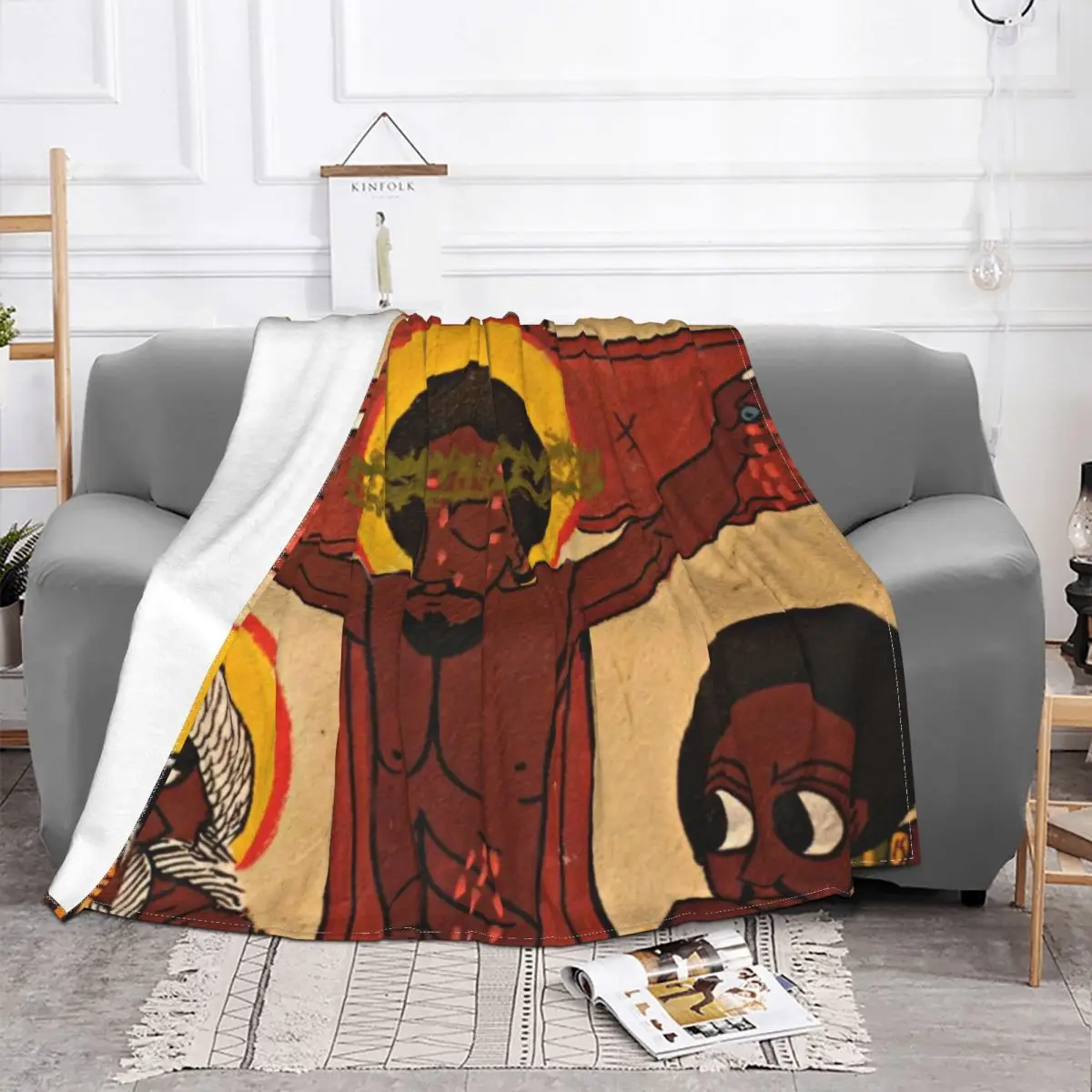 Cross Ethiopian Painting Blanket Flannel Summer Cute Thin Throw Blankets For Sofa Bedspread