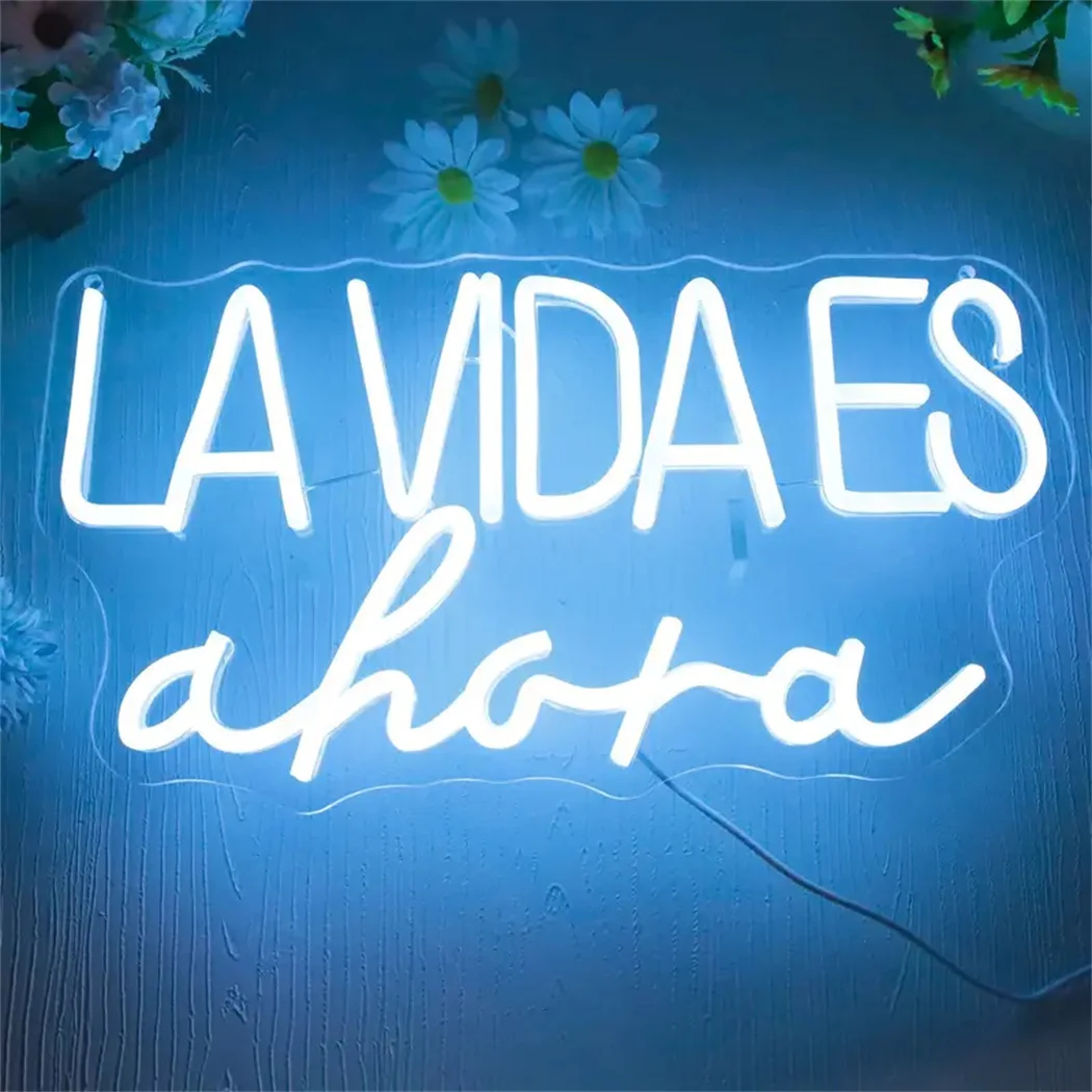 La Vida Es Ahora Neon LED Sign USB Powered Spanish Language Neon Signs For Bar Shop Store Garage Neon Lighting Sign Wall Decor