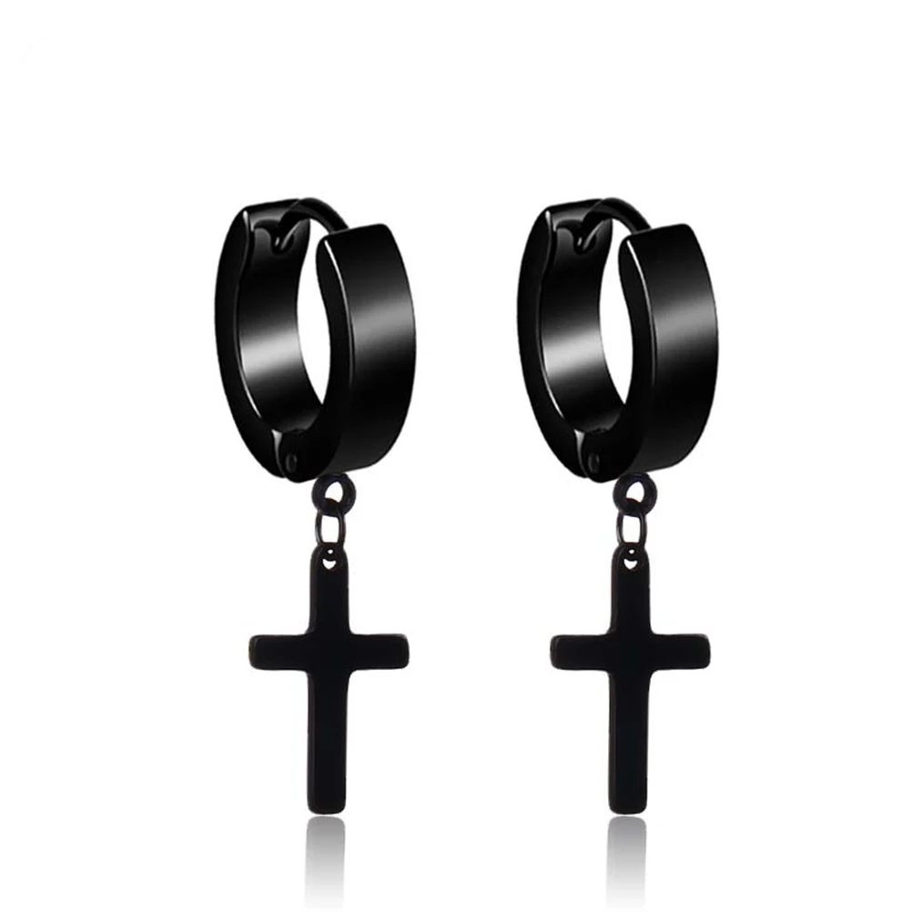 

4Pcs Punk Cross Earrings Stainless Steel High Gloss Shiny Comfortable Stylish Unique Birthday Present