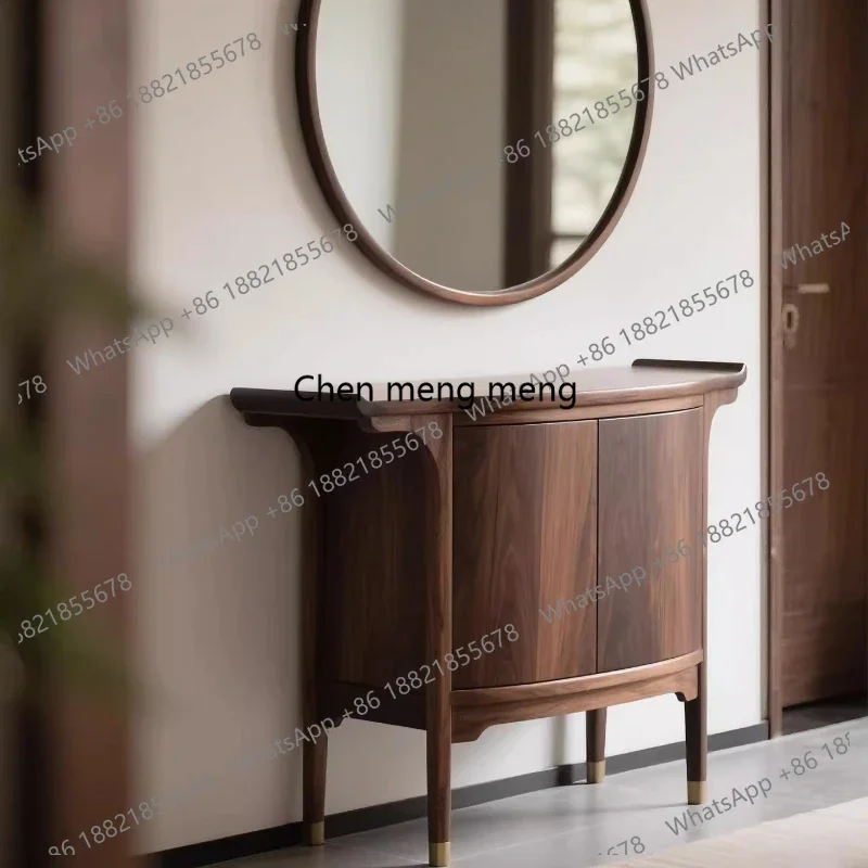 

New Chinese style North American black walnut entrance table living room solid wood storage cabinet