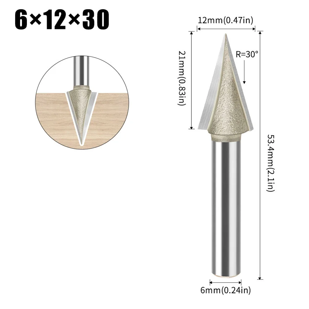 Carbide V Bit 30 Degree V Shaped Engraving Router Bit with 1/4 or 6mm Shank Options for CNC Woodworking and Trimming Machines