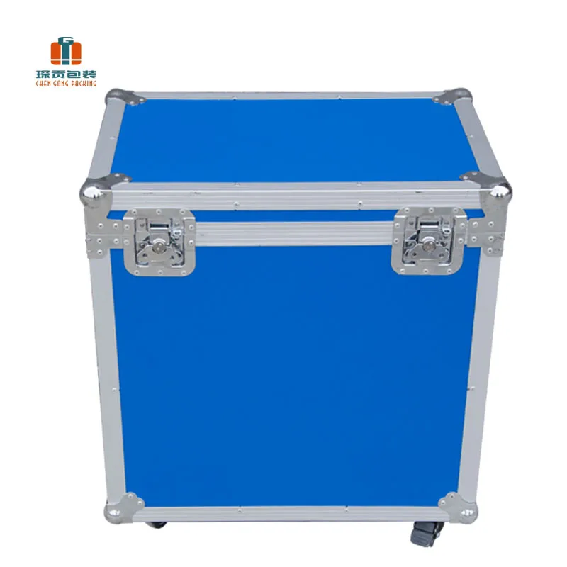 Custom Size Blue Aluminum Alloy Flight case Customized Trolley Wheels Aluminum Road case