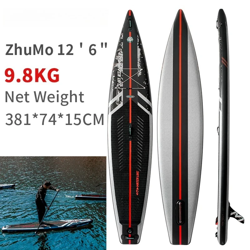 لوح مجداف وقوف قابل للنفخ مقاس 12'6 بوصة، SUP احترافي للبالغين مع تقوية سفلية بطبقة مزدوجة، والرياضات المائية والسفر #2