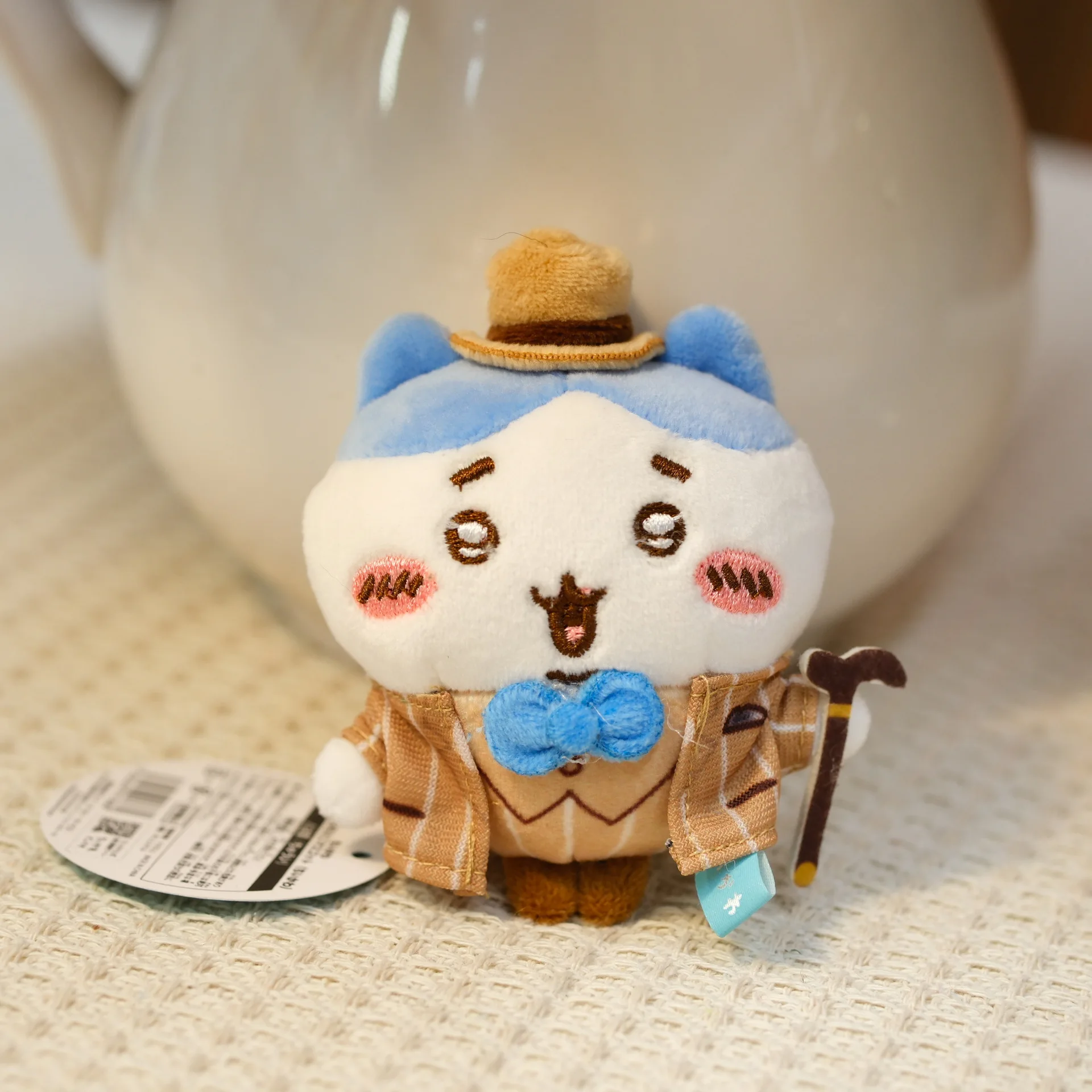 Adorable Ckw Detective Style Plush Bag Pendant 10cm Cute Hachiware Usagi Stuffed Animal Doll Keychain Cartoon Hanging Ornament view 4