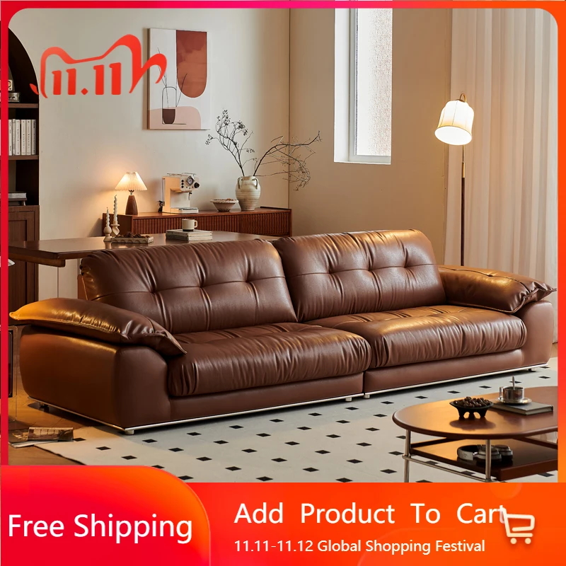 

Creative Leather Sofa Retro Designer Living Room Italian Style Sofas Aesthetics Leisure Unusual Muebles Entrance Furniture