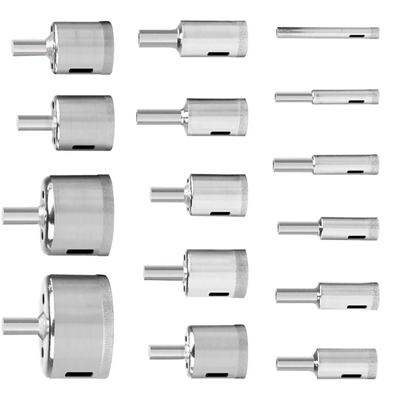

A47U 15Pcs Diamond Coated Hole Saw Drill Bits Tile, Marble, Glass, Drill Bit Set 6-50Mm