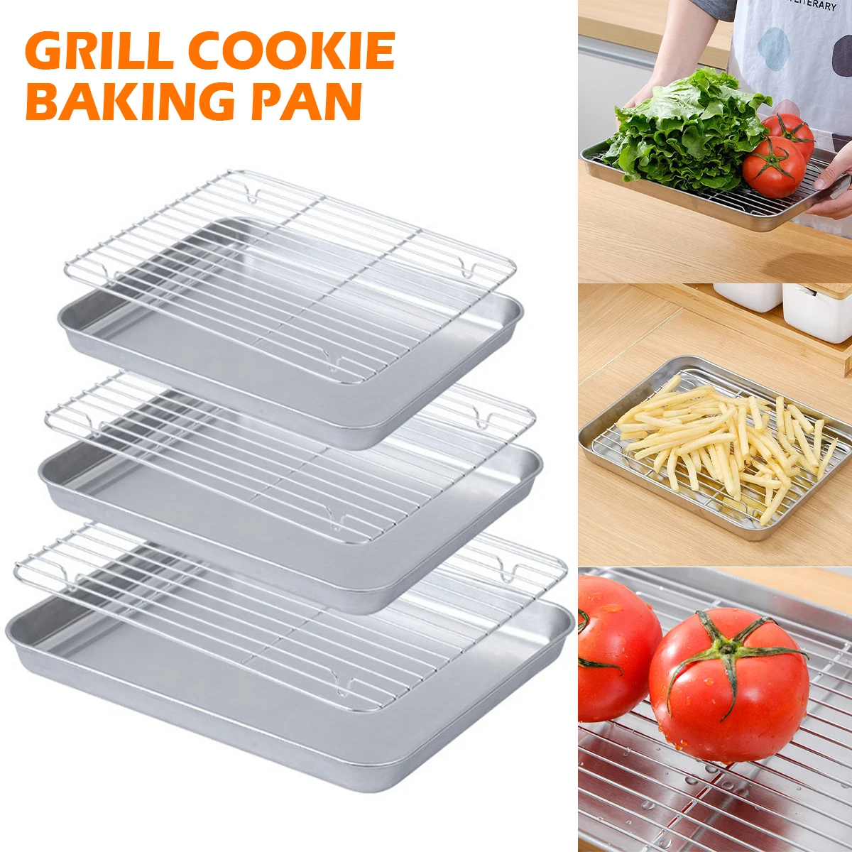 

Baking Tray with Removable Cooling Rack Set 304 Stainless Steel Non-Stick cake Baking for Oven Dishwasher Cooking Roasting Tool