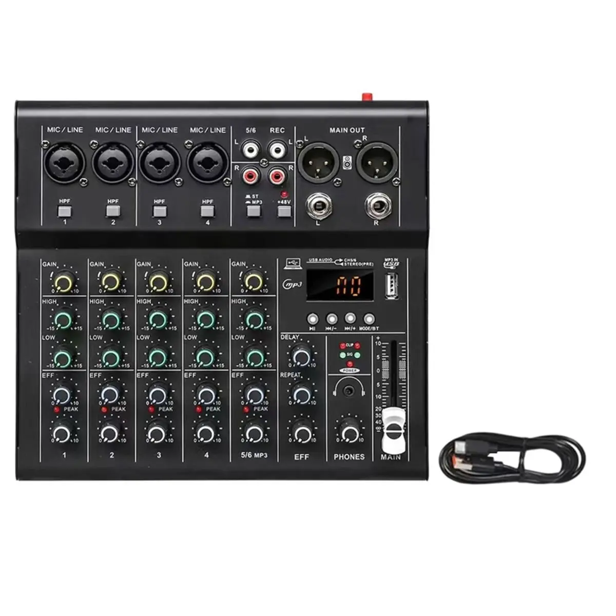 6 Channels Mini USB Mixer Professional Portable Audio Interface Sound Card Console for Guitar Recording Studio Singing A