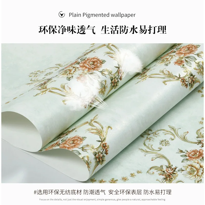 فاخر ثلاثية الأبعاد النمط الأوروبي غير المنسوجة النسيج خلفية لغرفة النوم غرفة المعيشة الرجعية اللوح الأمامي جدار ديكور البلد الأمريكي ريفي D #5