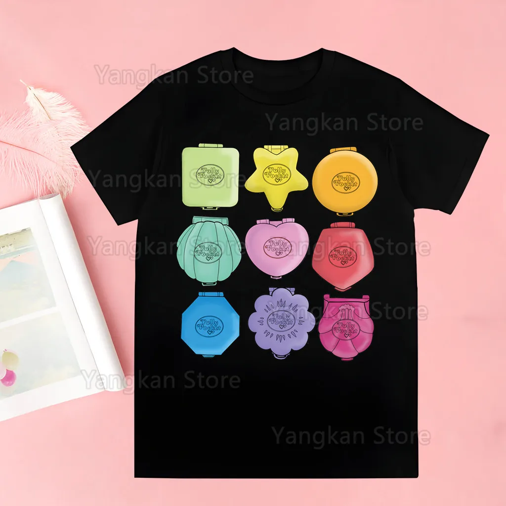 Polly Pocket T Shirts for Guys O-Neck Short Sleeve Regular Height Quality Hip-Hop Tee Shirt