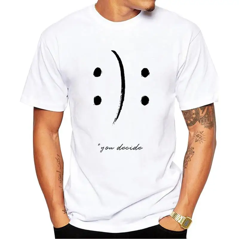 

FPACEFPACE Hipster Man T-Shirt Fashion You Decide Smileys Printed Tshirts Short Sleeve Cool t shirts Funny Essential Tee