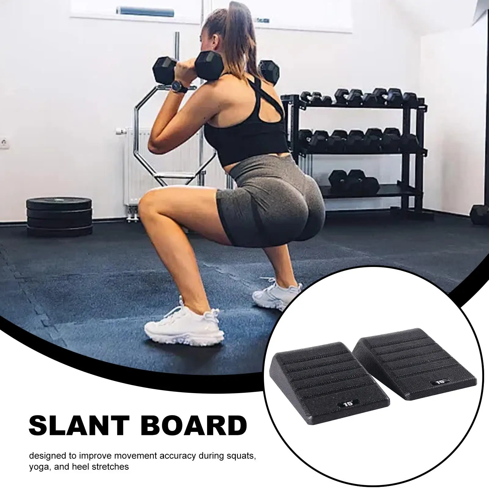 2-Piece Squat Wedges Non-Slip Calf & Foot Stretcher Slant Board, Portable Squat Ramp for Home Gym Yoga Pilates Workout Exercises