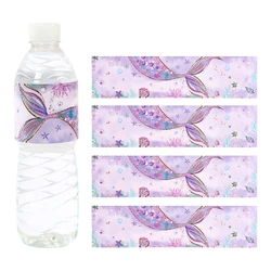 10pcs Mermaid Bottle Stickers Happy Little Mermaid Birthday Party Decoration Kids 1st Birthday Baby Shower Party Supplies