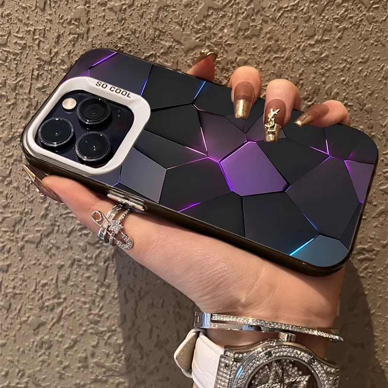 

IMD Phone Case For iPhone 11 13 Funda iPhone 13 16 Pro Max 14 15 12 16promax 15promax Honeycomb Building Block Soft Matte Cover