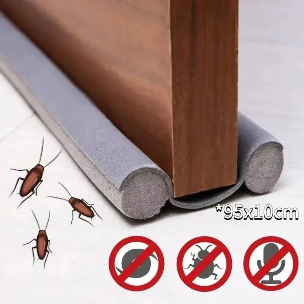 Flexible Door Bottom Sealing Strip Windproof Heat Preservation Noise Reduction Weatherproof Double Protector Dust Blocker Sealer