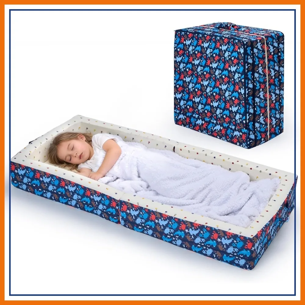 

Portable Foldable Toddler Travel Bed with Soft Foam and Washable Cover, Safe and Comfortable Crib