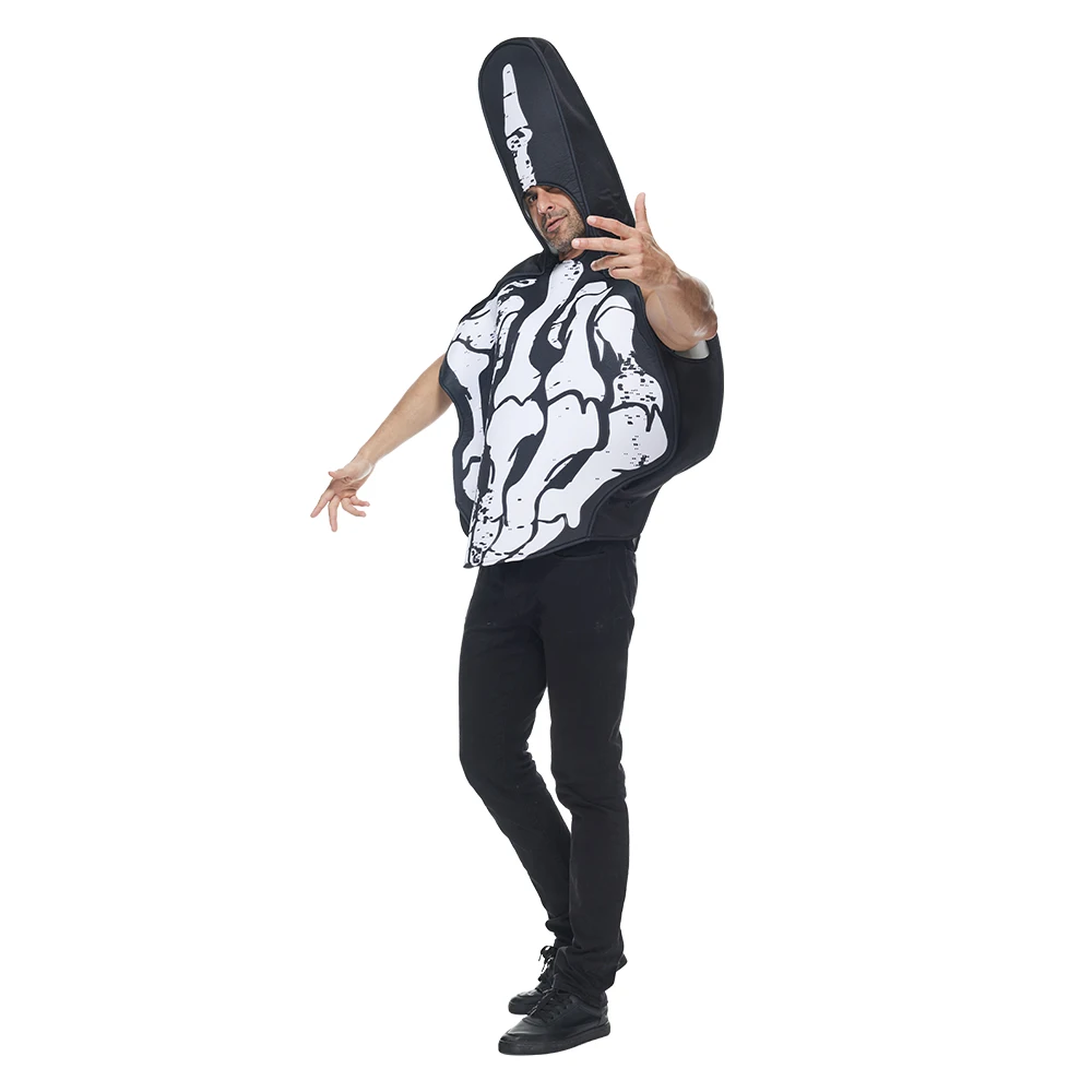 Adult Funny Skeleton Finger Costume for Halloween Men Scary Erect Fingers Bone Dress Up Carnival Easter Purim Fancy Dress