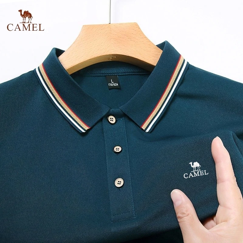 Embroidered CAMEL lapel short sleeved polo shirt summer thin men's T-shirt business casual soft fitness outdoor sports shirt