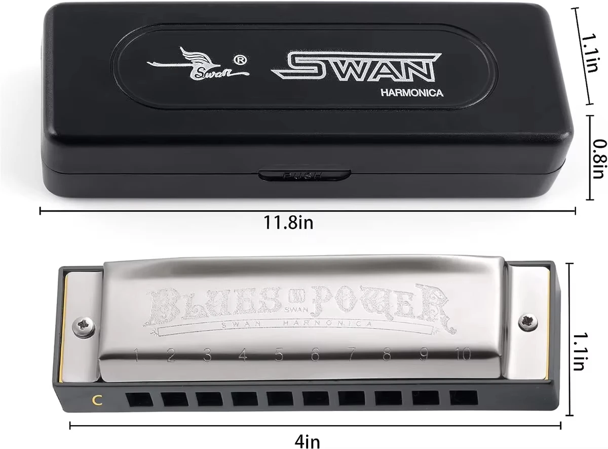 Miwayer Premium Harmonica 10/24 Hole Stainless Steel Brass Mouth Organ with Case for Music Lovers