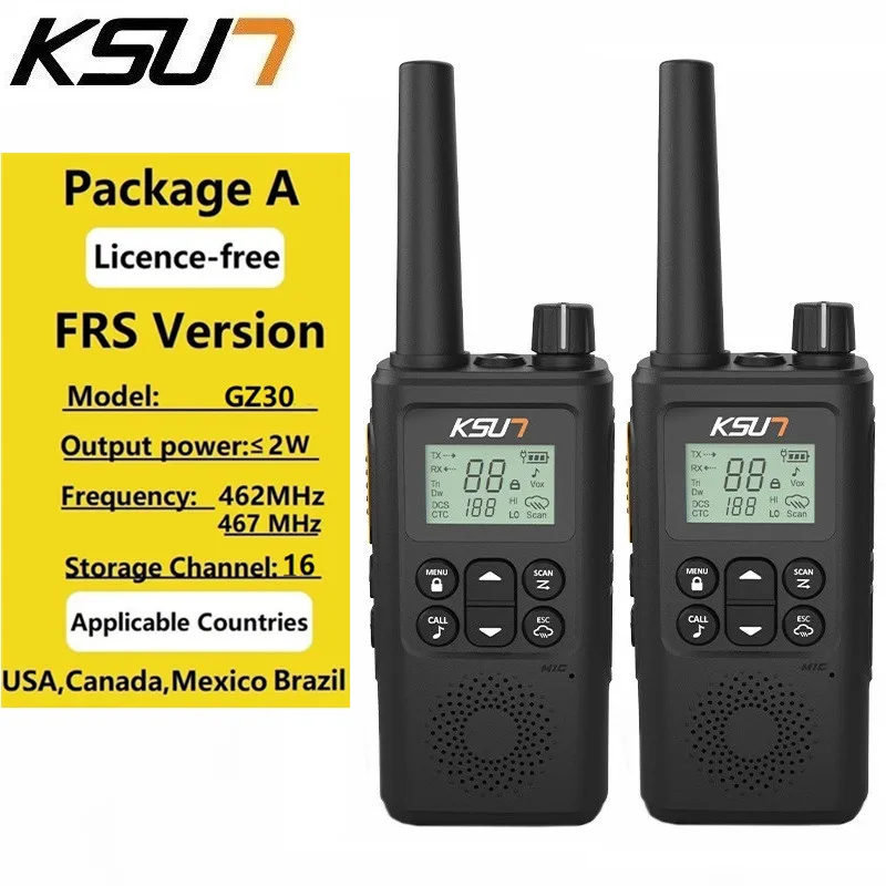 KSUN GZ30 Ручная PMR446 FRS Walkie Talkie 2 шт. Коммуникационная радиостанция Передатчик УВЧ Двустороннее радио дальнего действия