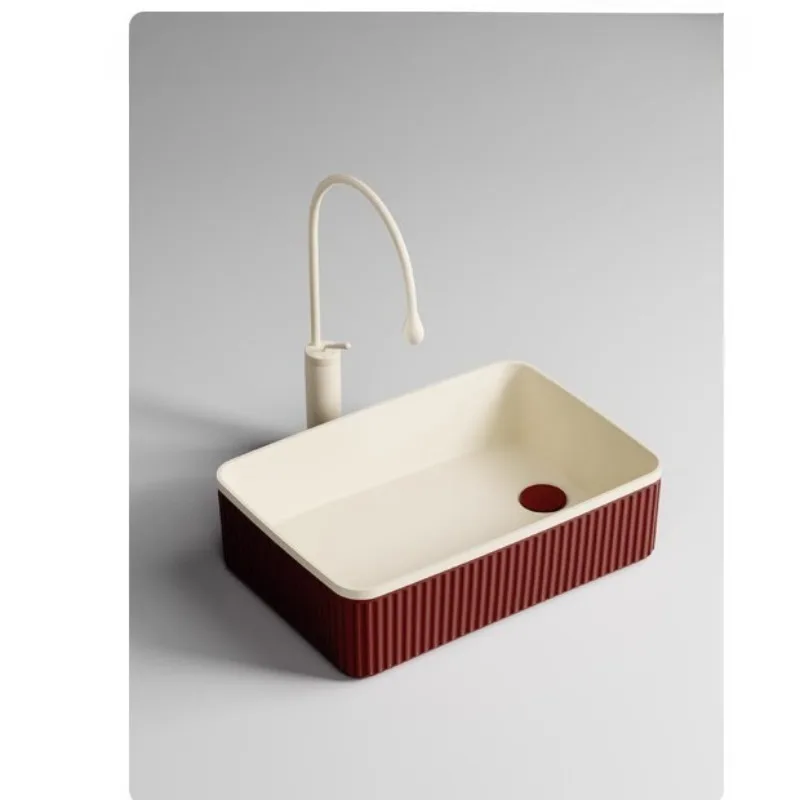 Side launching table basin Household square round wash basin Balcony Washing machine left and right discharge washbasin