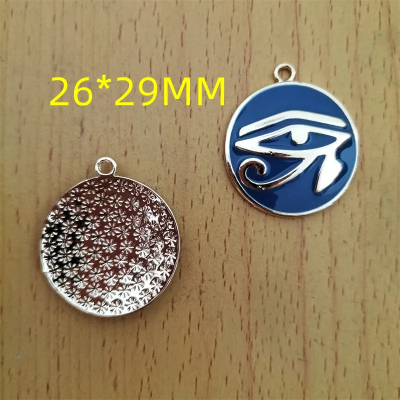 10Pcs Cartoon Disc Tag Enamel Charms Metal Eye of Horus Charm Circle Pendant for Making Necklace Earrings Bracelet Finding Craft