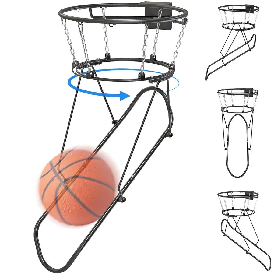 

360 Swivel Basketball Return Attachment for Hoop with Quick Connect Chain Basketball Hoop Rebounder Sturdy Metal Basketball Retu