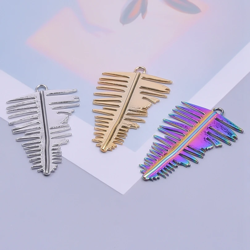 

10pcs/Lot Stainless Steel Charms Feather Shape Pendant Jewelry Necklace Bracelet Earrings Making Supplies Leaf Metal Accessories