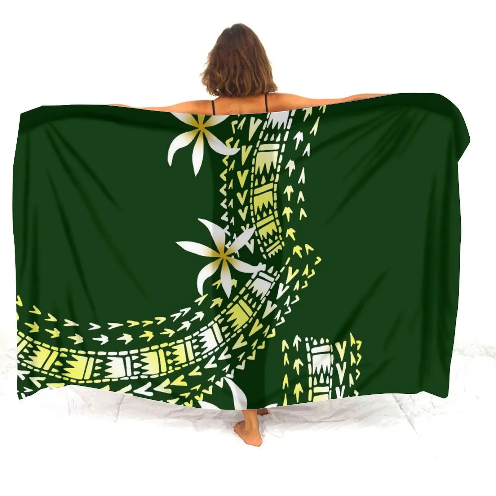 Estilo polinésio impresso verão feminino sarong praia sarong capa à prova de vento saia sarong personalizável