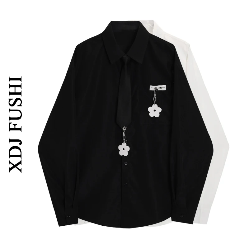 

Women's Black Gothic Polo-Neck Shirts Blouses Y2k 90s Vintage Korean Harajuku 2000s Elegant Oversize Long Sleeve Shirt Clothes