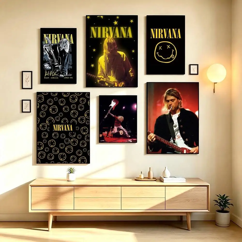 N-Nirvana Rock Band Poster Waterproof Wall Art Sticker For Bar Living Room Vintage Decor High Quality Print Gift